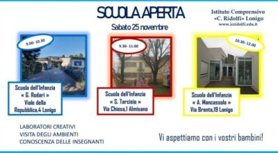 Scuole dell’Infanzia Aperte sabato 25 novembre 2023