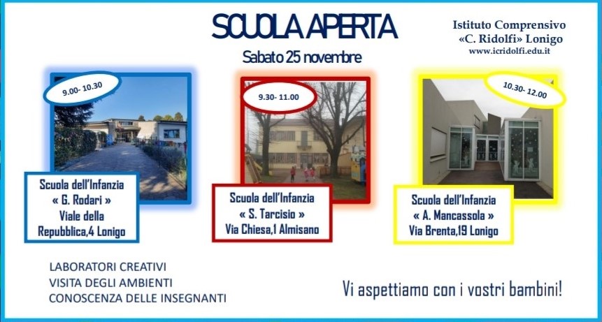 Scuole dell’Infanzia Aperte sabato 25 novembre 2023